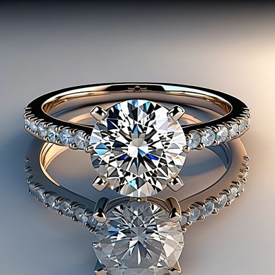 טבעת יהלום אירוסין עגולה עם יהלומים בצדדים