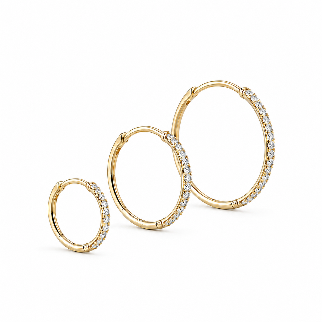 Diamond Hoop Hearrings yellow gold for women