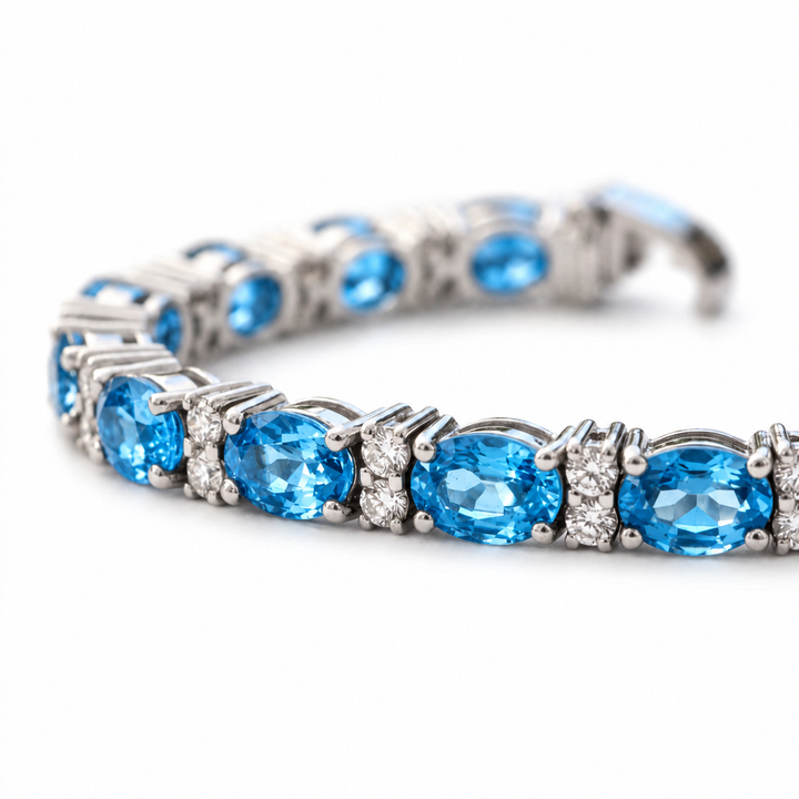 צמיד טופז כחול עם יהלומים