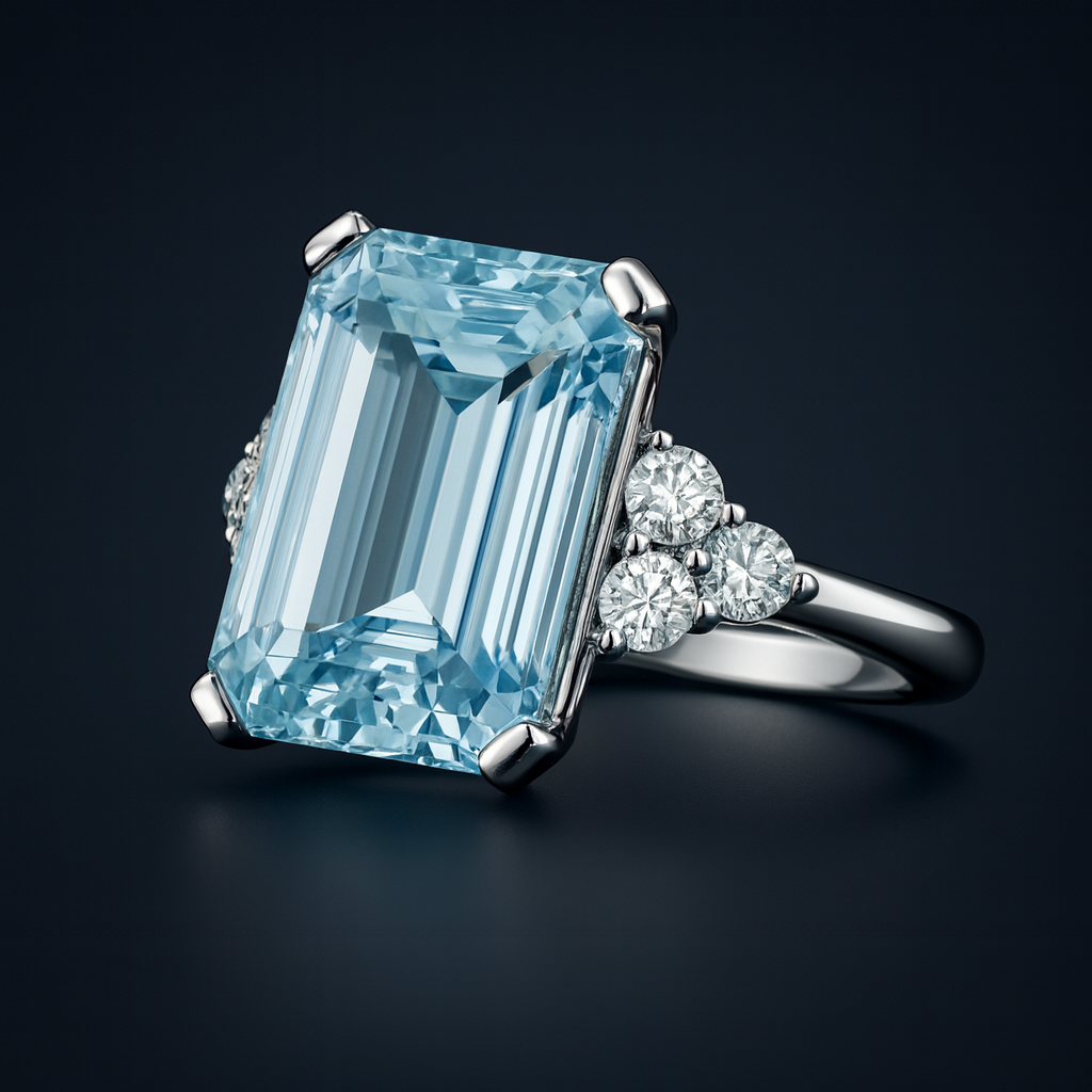טבעת אקווה מרין טבעית 8.00 קראט