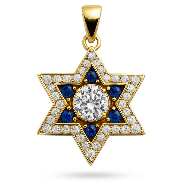 תליון מגן דוד יהלום וספירים