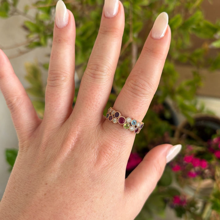 טבעת חצי איטרניטי עם אבני חושן