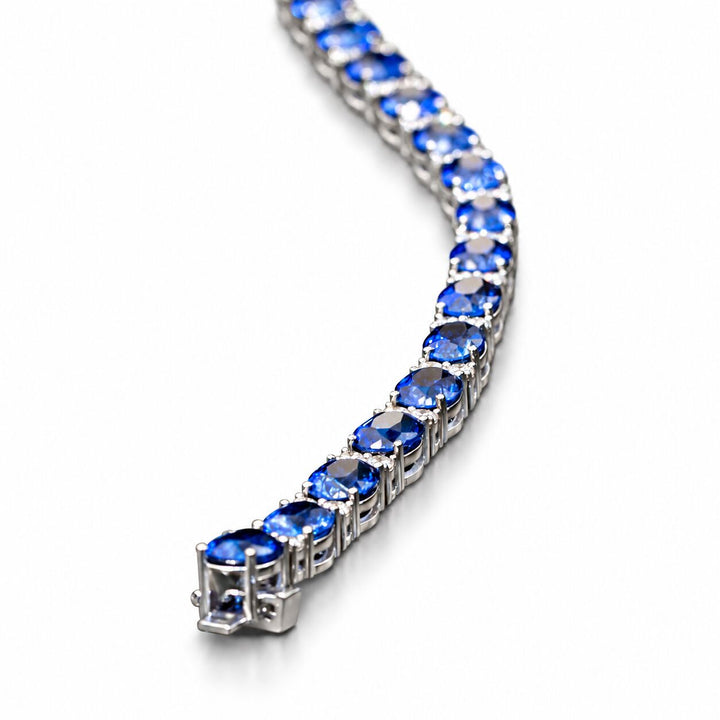צמיד ספיר אובל 31.00 קראט - תמונה לבנה 10