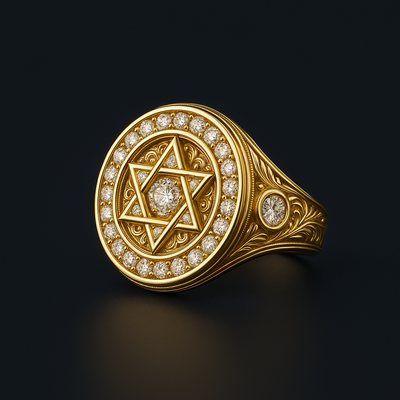 טבעת חותם לגבר זהב צהוב מגן דוד