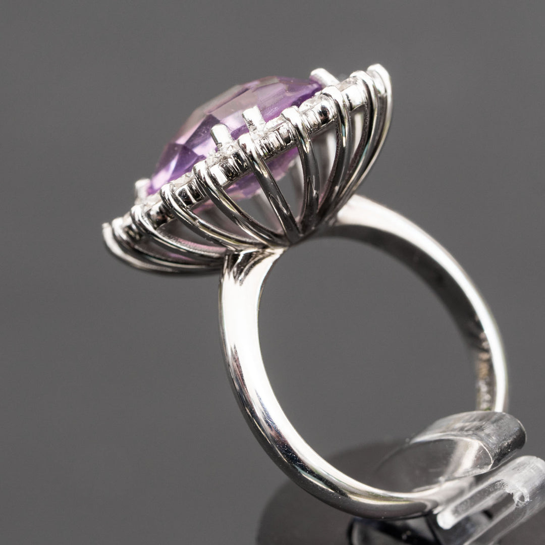 טבעת אמטיסט 5.50 קראט עם יהלומים 1.15 קראט