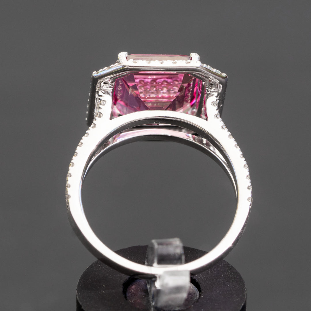 טבעת ג׳ני טופז ורודה 7.67 קראט דאבל היילו