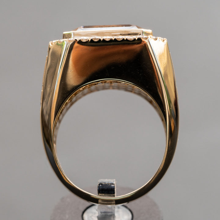 טבעת סיטרין לגבר 12.00 קראט עם יהלומים